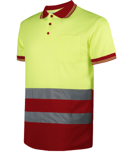 Polo AV M/C C/ bolsillo bicolor amarillo alg/pol