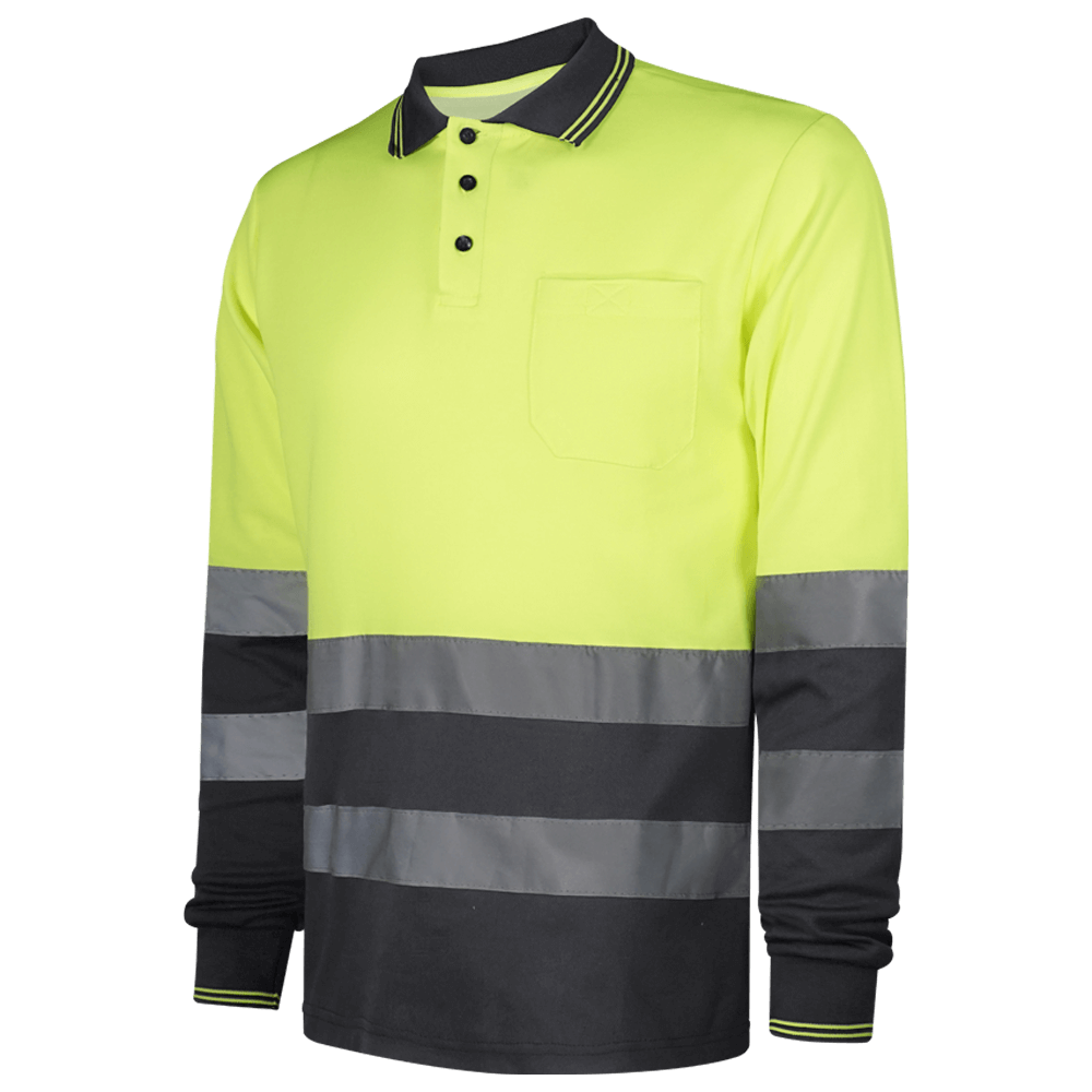 Polo AV bicolor Amarillo M/L c/bolsillo alg/pol