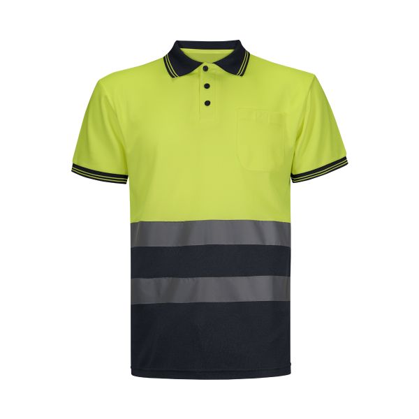Polo AV M/C C/ bolsillo bicolor amarillo alg/pol