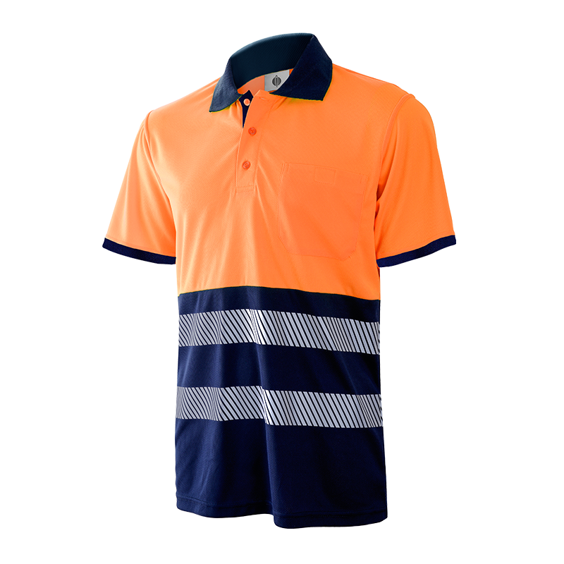 Polo M/C Bicolor marino b/transp Cinta disc.