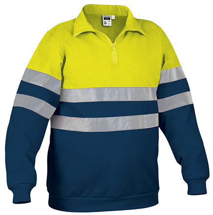 SUDADERA AV BICOLOR NARANJA MEDIA CREMALLERA