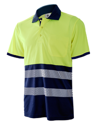 Polo M/C Bicolor marino b/transp Cinta disc.