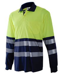 Polo M/L Bicolor marino b/transp Cinta disc.