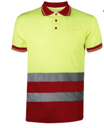 Polo AV M/C C/ bolsillo bicolor amarillo alg/pol