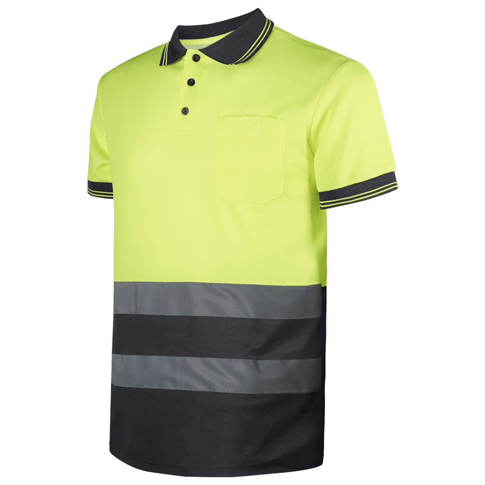 Polo AV M/C C/bolsillo bicolor Gris alg/pol