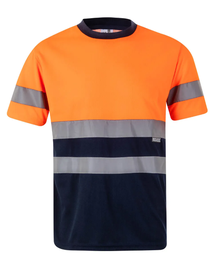 Camiseta AV m/ bicolor 100% pol.Naranja