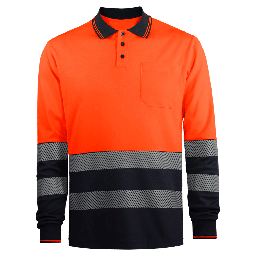 Polo AV bicolor Naranja m/l bandas segmentadas