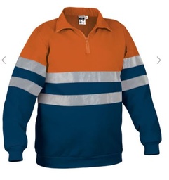 SUDADERA AV BICOLOR NARANJA MEDIA CREMALLERA