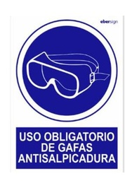 SEÑAL PVC O05 A4P USO OBLIGATORIO DE GAFAS ANTISALPICADURAS