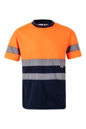PLX_CAMISETA AV 305506 BICOLOR M/C  NARANJA/MARINO